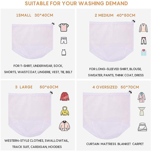 Bags For Delicates With Drawstring,4 Pcs Clothing Laundry Liners Carousel 5
