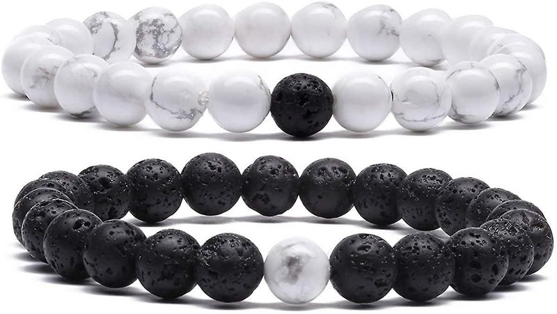 Mens Beaded Bracelets Couples Matching Bracelet Set Lava Rock Beads For Women St Carousel 1
