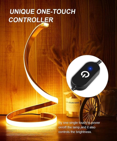 Spiral Led Table Lamp (silver), Dimmable Metallic Beside Lamp With Touch Control Carousel 2