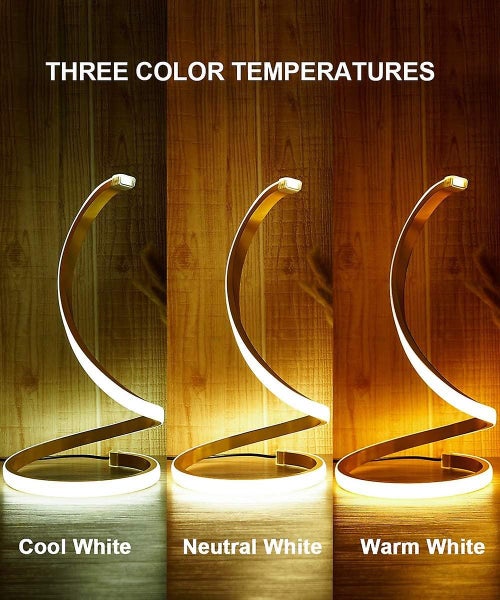 Spiral Led Table Lamp (silver), Dimmable Metallic Beside Lamp With Touch Control Carousel 3