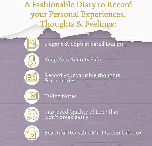 Secret Diary With Heart Lock- Girls & Women Undated Diary With Lock For Writing, Carousel 2