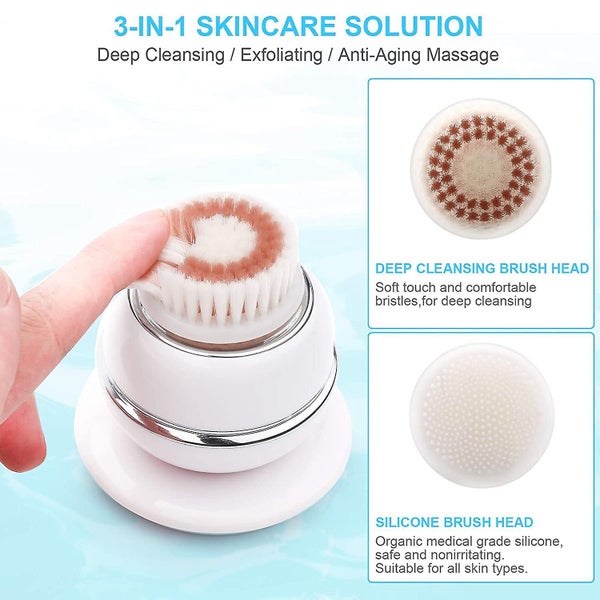 Facial Cleansing Brush, Electric Face Cleanser Brush Waterproof Wireless Massage Carousel 2