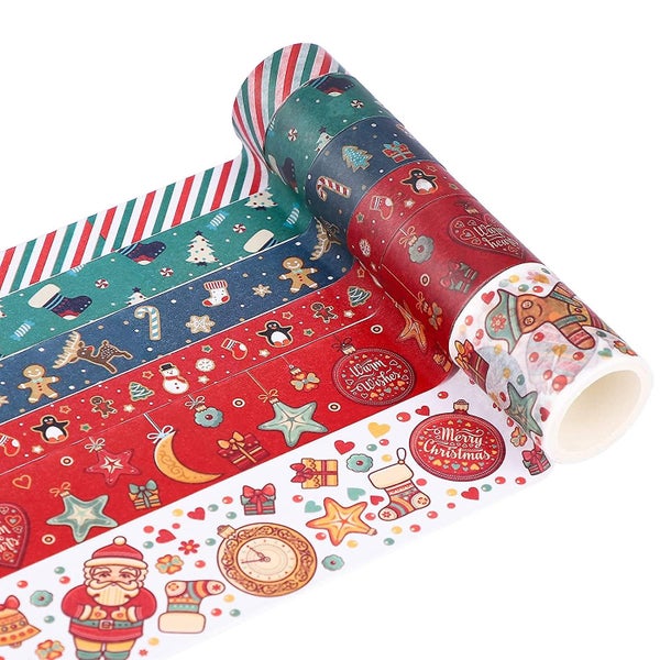 Christmas Washi Tape Set 6 Rolls Xmas Holiday Decorative Washi Making Tapes Diy Carousel 1