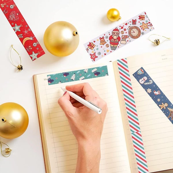 Christmas Washi Tape Set 6 Rolls Xmas Holiday Decorative Washi Making Tapes Diy Carousel 5