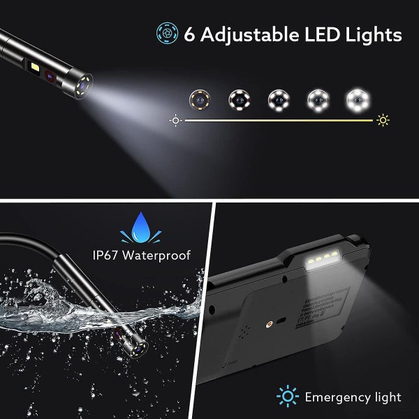 1080p Dual-lens Endoscope,borescope With 5" Ips Screen,5mm Ultra-slim Inspection Carousel 5
