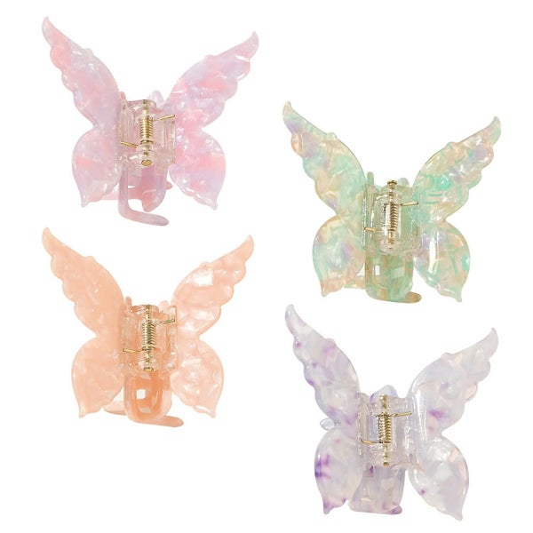 Acetate Butterfly Pattern Big Claw Clips 4pcs Women's Hair Clips Transparent Col Carousel 1