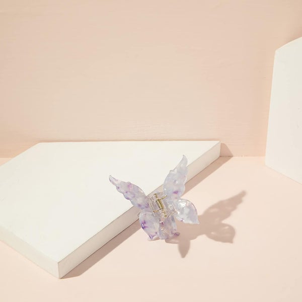 Acetate Butterfly Pattern Big Claw Clips 4pcs Women's Hair Clips Transparent Col Carousel 4