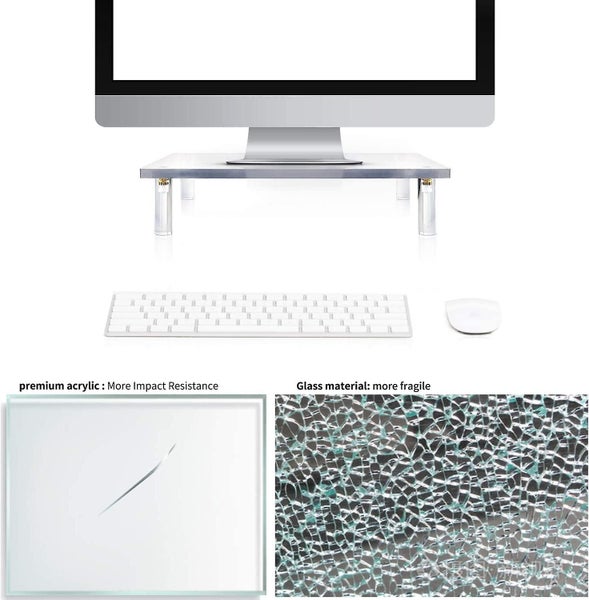 Acrylic Monitor Stand Riser, Clear Computer Stand For Laptop, Imac, Pc, Printer, Carousel 3
