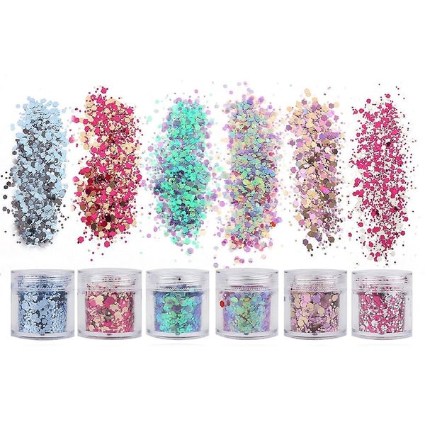 18 Boxes Holographic Cosmetic Festival Chunky Glitters Sequins, Nail Sequins Iri Carousel 2