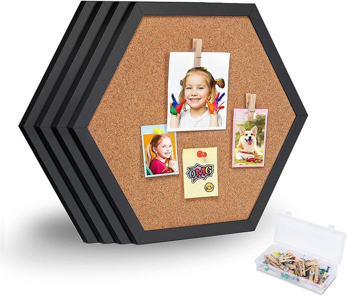4 Packs Cork Board Pin Board, Cork Boards For Walls With Frame, Decorative Black Carousel 1