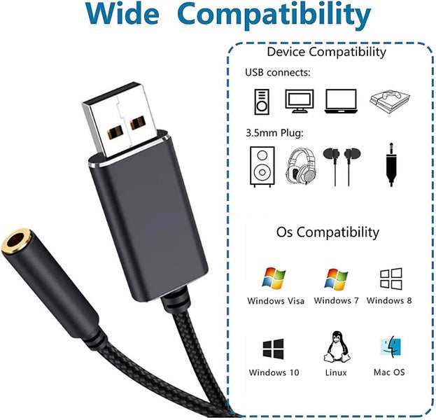 Usb Audio Adapter,usb To 3.5mm Audio Jack Adapter, Usb External Sound Card Audio Carousel 5