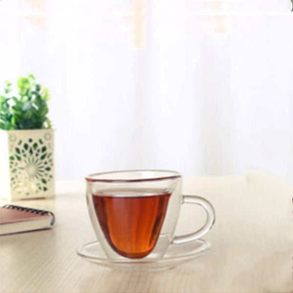 Heart-shaped Double-walled Insulating Glass Coffee Cups Or Tea Cups, Milk Cups, Carousel 3