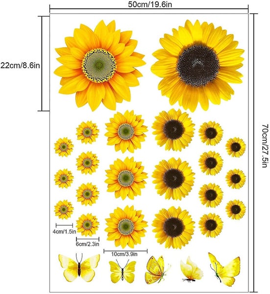Sunflower Wall Decor - 27 Pcs Sunflower Stickers For Walls With 3d Butterfly Wal Carousel 2