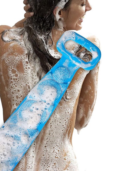 Silicone Bath Body Brush Back Scrubber Shower Towel Exfoliating Strap Long Handl Carousel 2