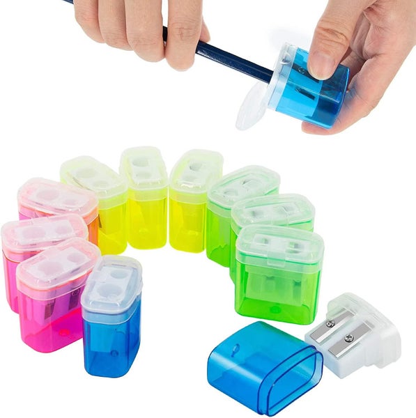 12 Pack 2 Holes Small Manual Pencil Sharpener With Lid,for Kids,school64222619967362110