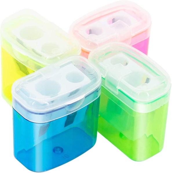 12 Pack 2 Holes Small Manual Pencil Sharpener With Lid,for Kids,school64222619967362112