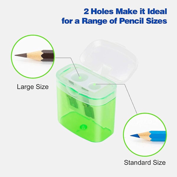 12 Pack 2 Holes Small Manual Pencil Sharpener With Lid,for Kids,school64222619967362114