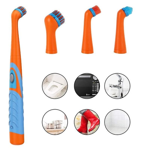 4in1 Electric Cleaning Brush With Replacement Heads Oil Dust Household Carousel 1