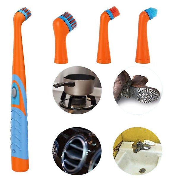 4in1 Electric Cleaning Brush With Replacement Heads Oil Dust Household Carousel 2