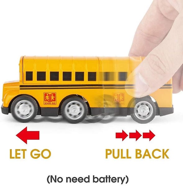 Metal Pull Back Cars, 8 Pack Mini Die Cast Toy Cars Set, Police Car/school Bus/a Carousel 5