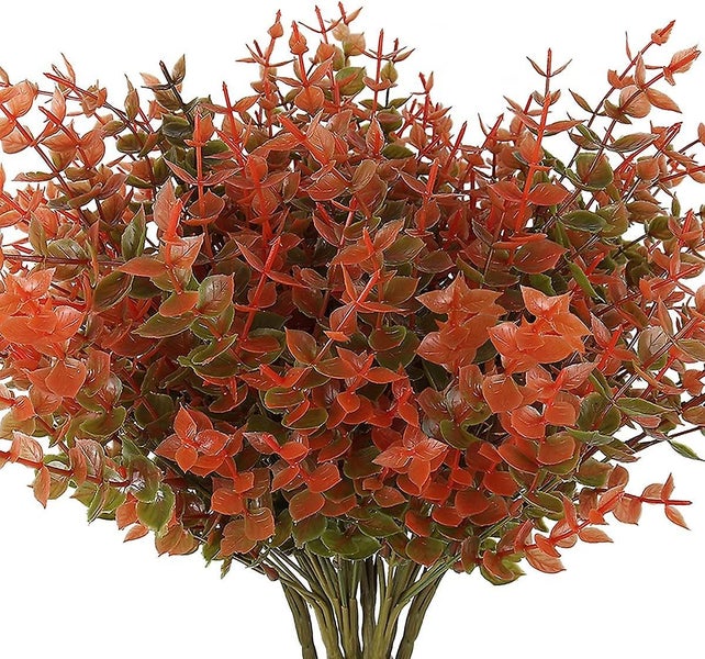 8 Pack Artificial Fall Boxwood No Fade Faux Autumn Plants, Fake Indoor Outdoor G Carousel 1