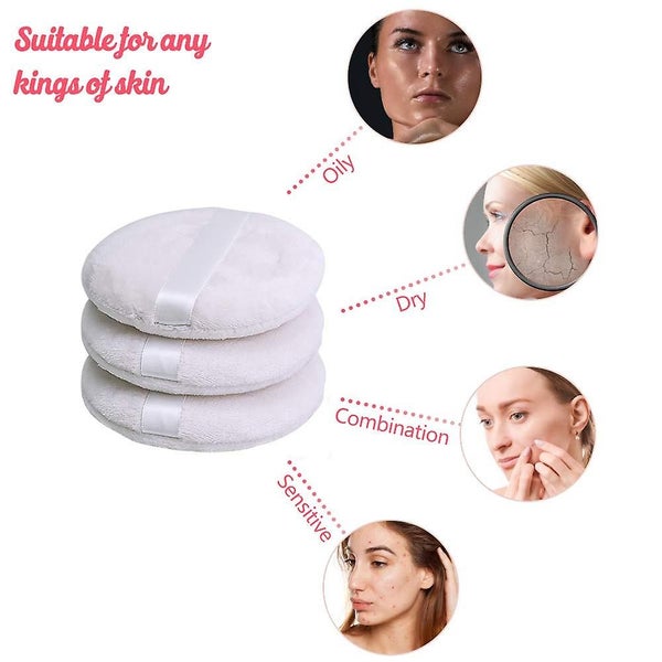 3 Pack Powder Puff, Washable Large Body Powder Puff, Soft & Fuzzy 3.9inch Carousel 4
