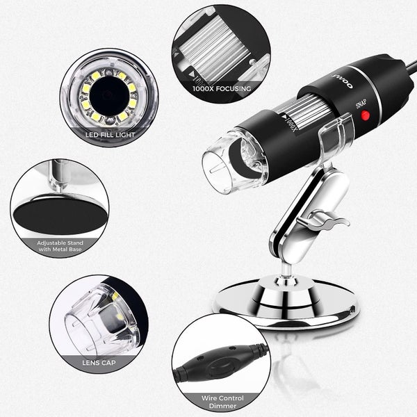 Usb Microscope 8 Led Usb 2.0 Digital Microscope, 40 To 1000x Magnification Endos Carousel 5