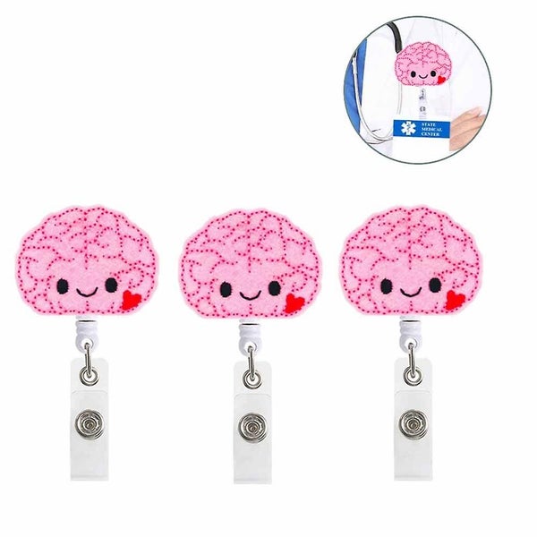 3pcs Retractable Badge Reel Holder Nursing Name Badge Holder Felt Badge R Carousel 2