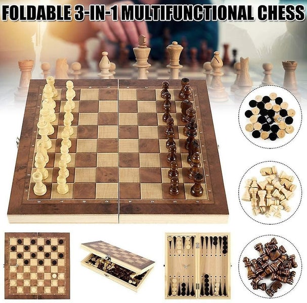 Folding Wooden Chess Set With Magnet Closure - Classic 7.4 Inch Carousel 5