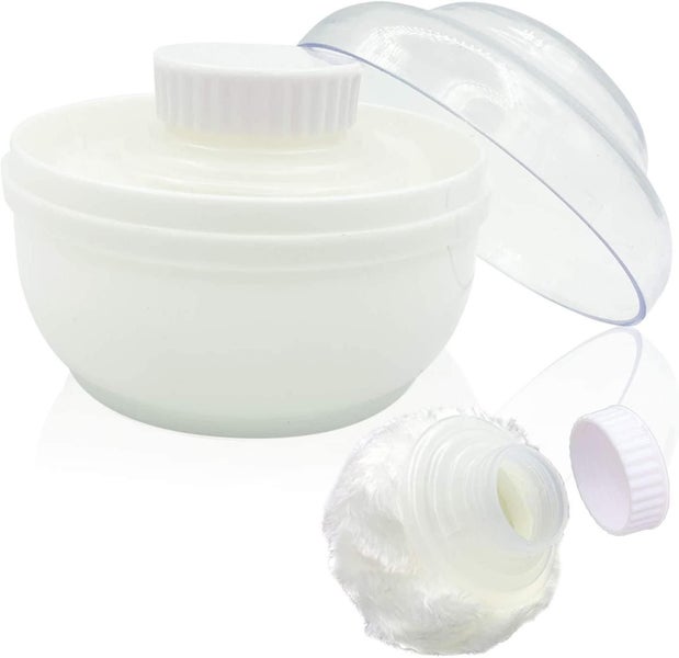 Baby Body Cosmetic Powder Puff Body Powder Puff Container Case ,white Carousel 1