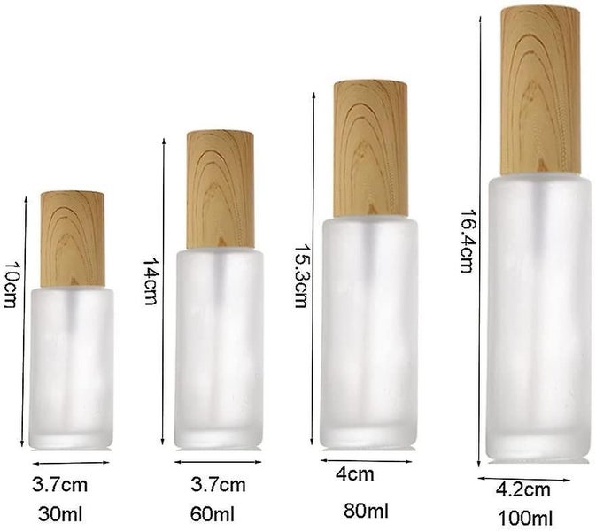 2pcsfrosted Glass Lotion Pump Bottle With Wood Grain Cover,refillable Empty Cosm Carousel 2