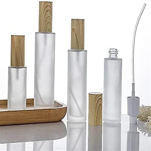 2pcsfrosted Glass Lotion Pump Bottle With Wood Grain Cover,refillable Empty Cosm Carousel 4
