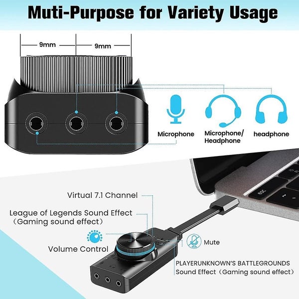 Usb Sound Card Adapter 7.1 Channel External Audio Adapter Stereo Sound Card Conv Carousel 2