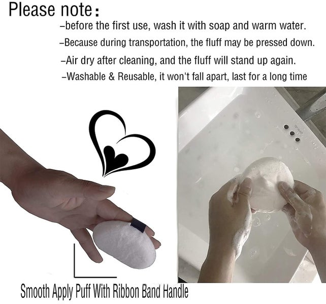 6 Pack Powder Puff Ultra Soft Washable Velour Fluffy Body Powder Puffs With Ribb Carousel 5