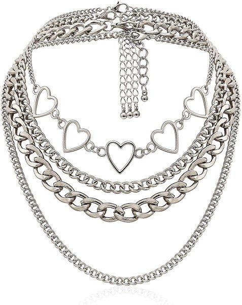 Simple Hearts Necklace Lolita Choker Chain For Girls Women Layered Cuban Chunky Carousel 1