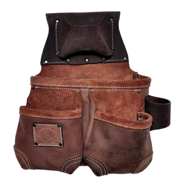 TOOL BELT WITH 2 X HEAVY DUTY LEATHER BROWN POUCHES & PADDED SUSPENDERS/HARNESS. Carousel 20
