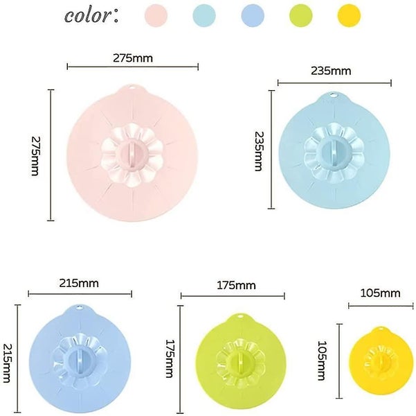 Food Grade Silicone Lid, 5 Different Sizes Silicone Suction Cup Lids, Large Carousel 2