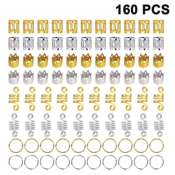 160 Pcs Assorted Style Metal Hair Cuff Hair Receiving Circle Ring Coil Carousel 1