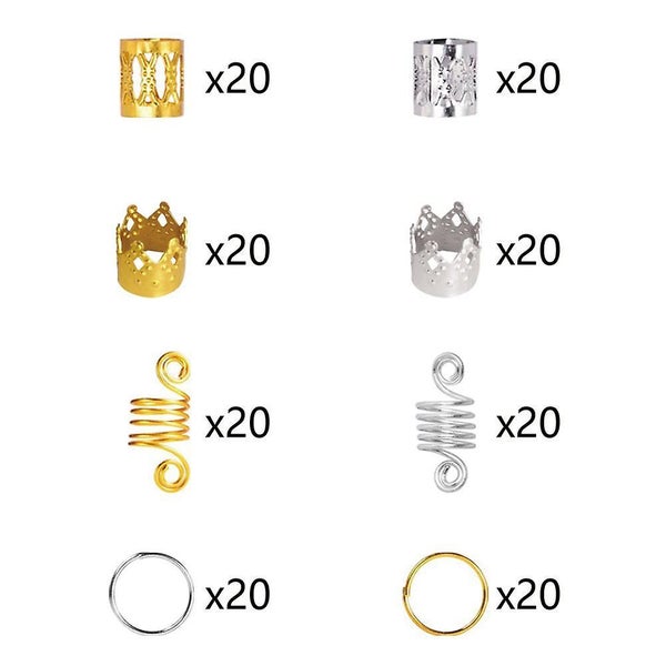 160 Pcs Assorted Style Metal Hair Cuff Hair Receiving Circle Ring Coil Carousel 2