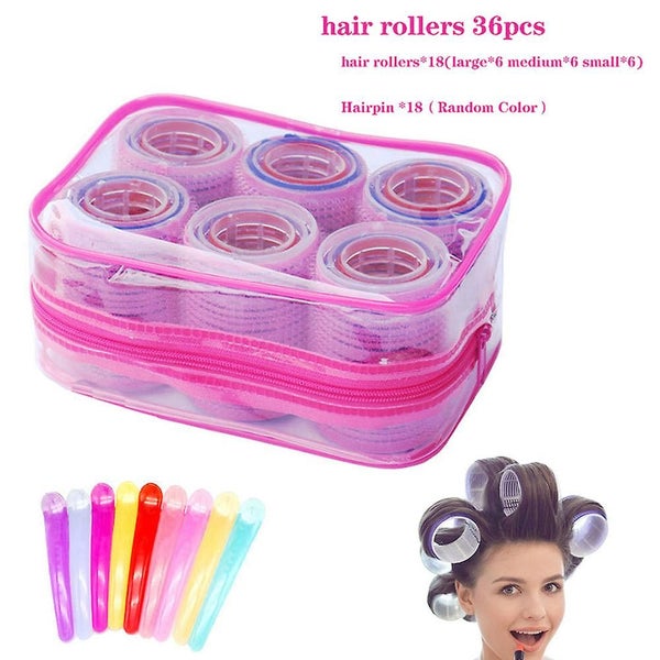 36pcs Count Hair Roller Set, Large Small Medium Self Grip Hair Rollers Carousel 1