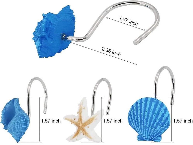 12 Pcs Decorative Seashell Shower Curtain Hooks Bathroom Beach Shell Carousel 2