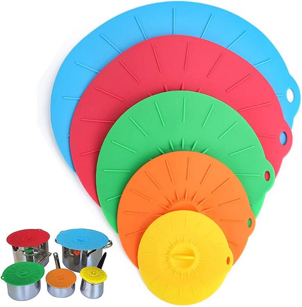 5PCS Expandable Silicone Lid Set Fresh Storage Lids Of Different Size Rectangula Carousel 1