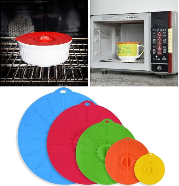 5PCS Expandable Silicone Lid Set Fresh Storage Lids Of Different Size Rectangula Carousel 5