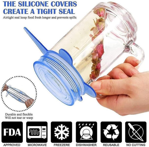 Lie 12 Pieces Silicone Lids, Bpa Free Silicone Extendable Lid, 6 Different Sizes62988861696898112