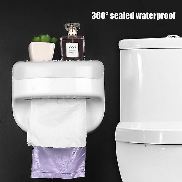 Lie Bathroom Toilet Paper Holder Storage Box, Wall-mounted Toilet Paper Dispense Carousel 1