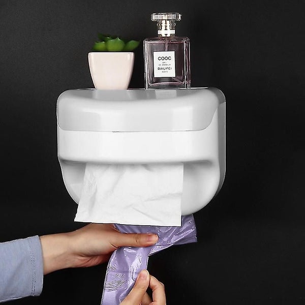 Lie Bathroom Toilet Paper Holder Storage Box, Wall-mounted Toilet Paper Dispense Carousel 4