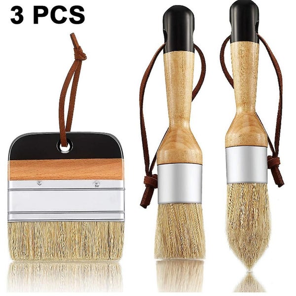 3 Pieces Chalk And Wax Paint Brush For Furniture Waxing Painting, Boar B
