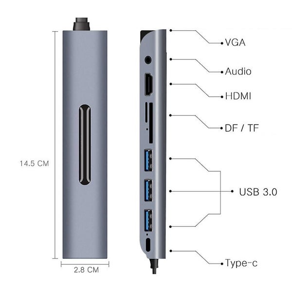 Type-c Hub 9 In 1 Multiport Dock Adapter With 4k Hdmi, Vga, Type C Pd Carousel 5