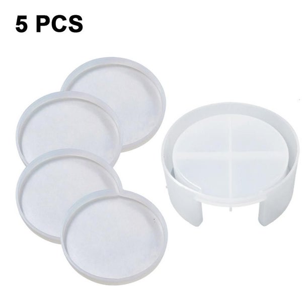 5 Pieces Coaster Resin Moulds, Include 1 Silicone Coaster Storage Box Mould 4 Co Carousel 1