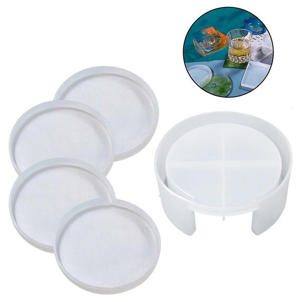 5 Pieces Coaster Resin Moulds, Include 1 Silicone Coaster Storage Box Mould 4 Co Carousel 2